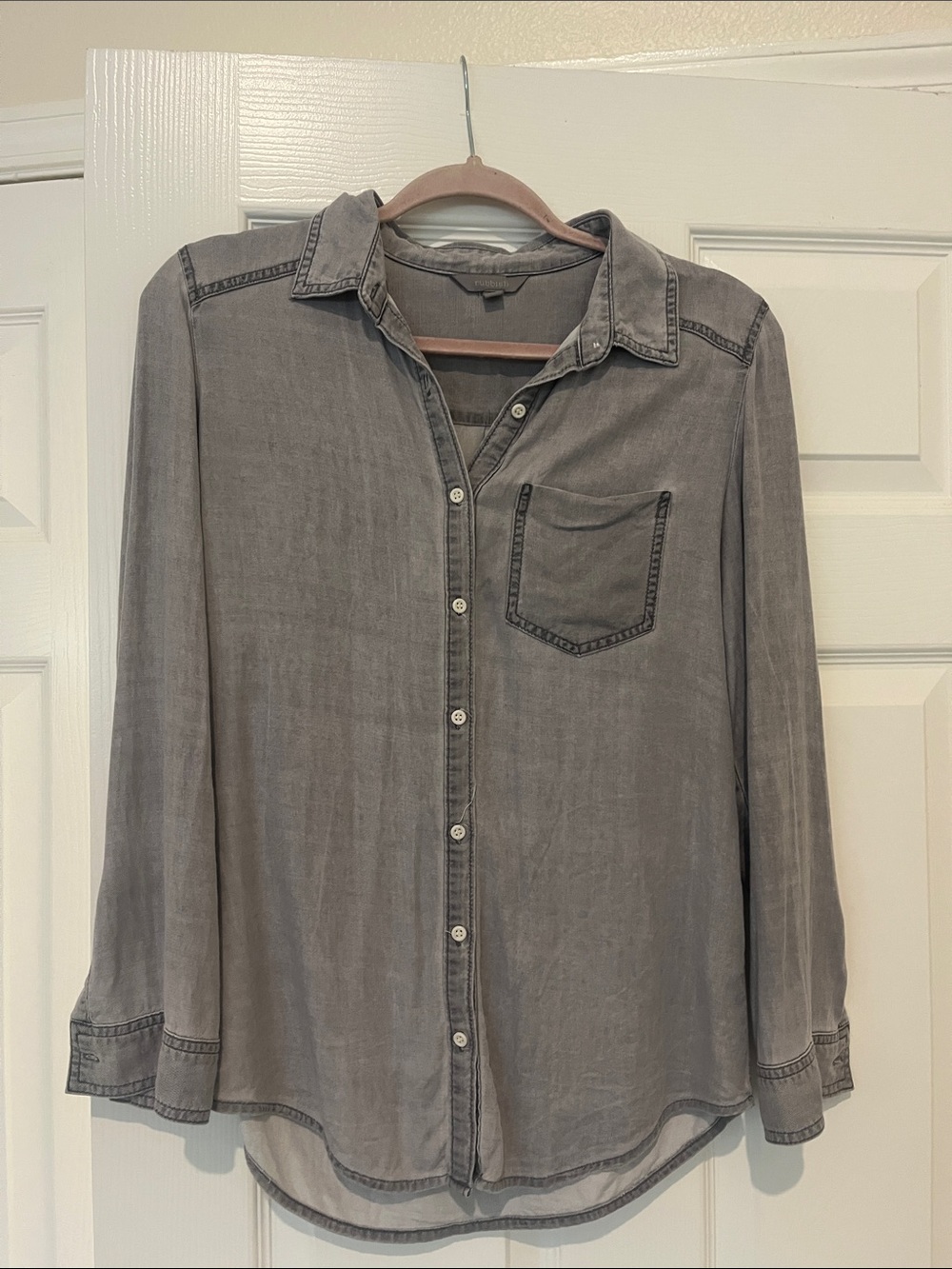 Rubbish Washed Gray Long-Sleeve Button Shirt